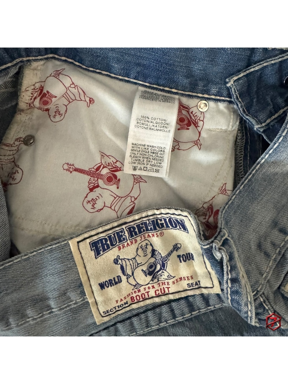 True Religion Big T Bootcut Jeans Men’s Size 32 Distressed Faded Blue Denim